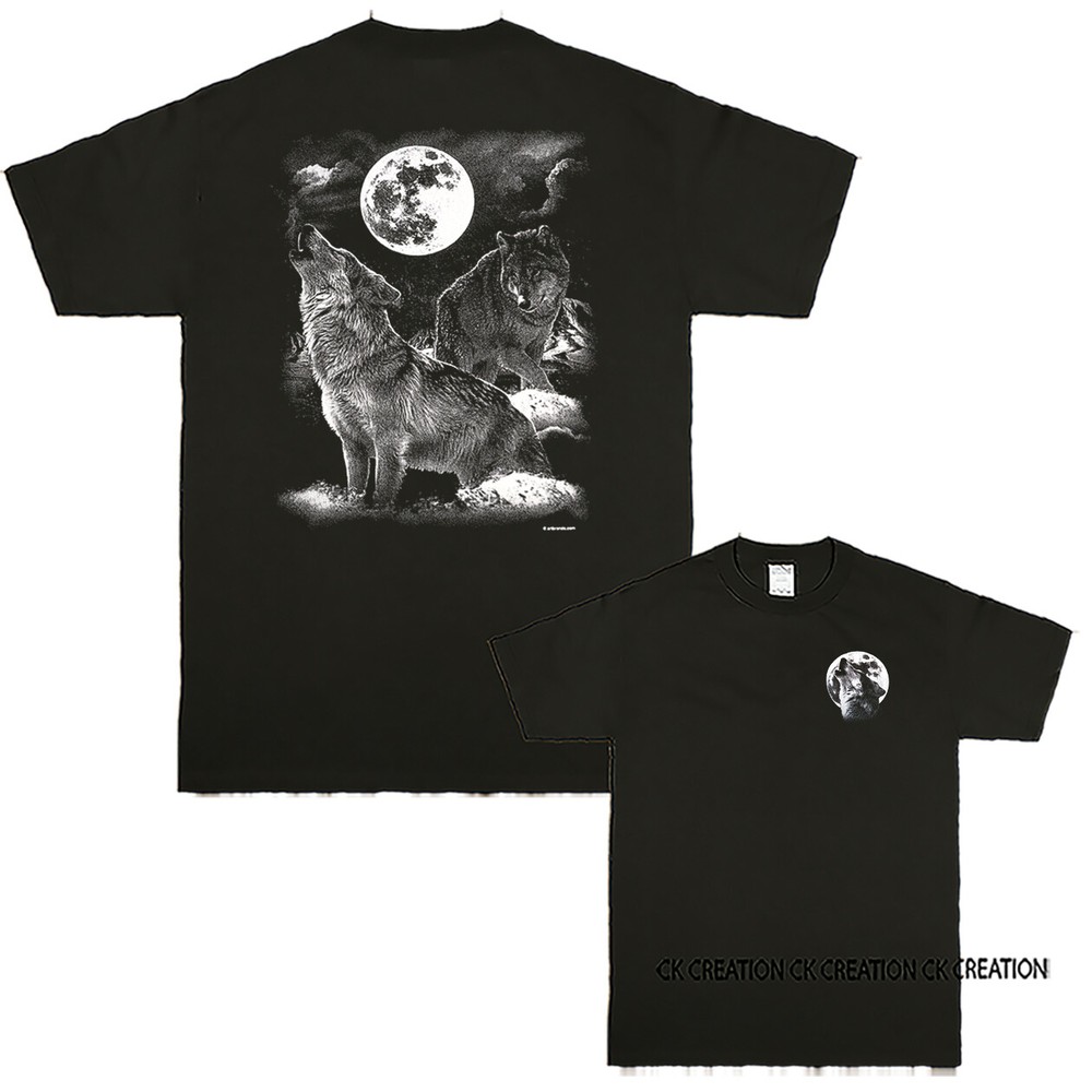 Night Wolves Wilderness Wildlife Moon Outdoor Nature Howling Animal T-shirt