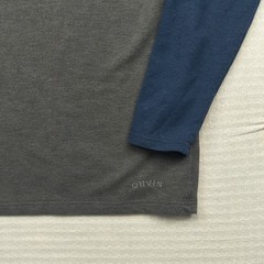 Orvis Mens Large Gray Blue Raglan Long Sleeve Crew Neck T-Shirt 1225440 Stretch