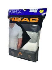 New Head Men’s 4 Pack V-Neck Cotton Essential Soft Cotton T-Shirts Size S and L