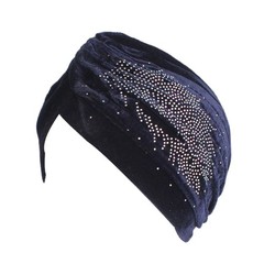 DECOU Feather Image Velvet-Feel Twist Pleated Hair Wrap Stretch Turban Hat (N…