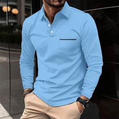 Mens Casual Shirts Grandad Long Sleeve Smart Work Business Golf Solid Tops