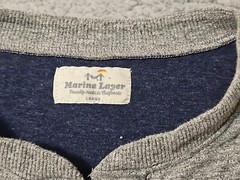 Marine Layer Gray Henley Shirt Men’s Large Long Sleeve Lined Thick Poly Cotton