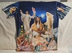 JESUS BABY MARY JOSEPH HOLY FAMILY LAMB STAR NIGHT SKY CHERUB ANGEL T-SHIRT