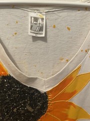 Hand Painted Sunflower Art Single Stitch T Shirt OOAK PUFF PAINT SPLATTER XL NOS