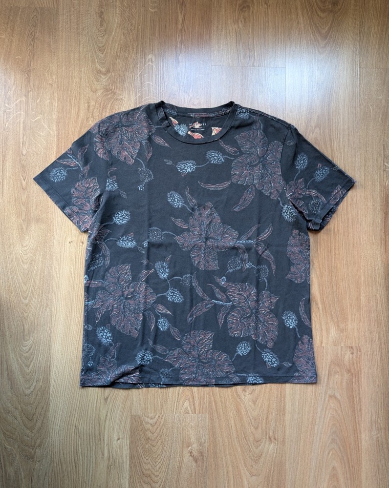 AllSaints Floral T-Shirt – Black – 100% Cotton – Size M – Made in Portugal