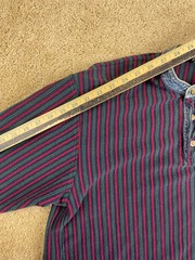 Vintage Lands’ End Henley T-Shirt Mens XL Cotton Stripes Ribbed Long Sleeve Blue