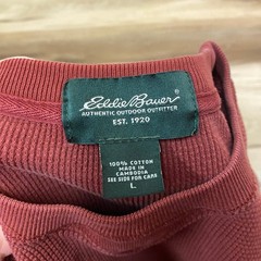Eddie Bauer Mens Waffle Knit Thermal Shirt Long Sleeve Brick Red Cotton Large