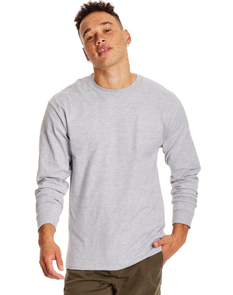 Hanes Mens Big&Tall Long-Sleeve Beefy-T Shirt – Pack of 2 – Light Steel – 3XL