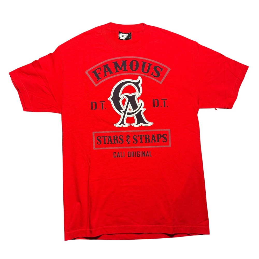 Y2K Famous Stars and Straps Mens Cali Original Graphic T-Shirt Red Large