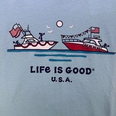 Life Is Good Boats Fishing T Shirt Reprint