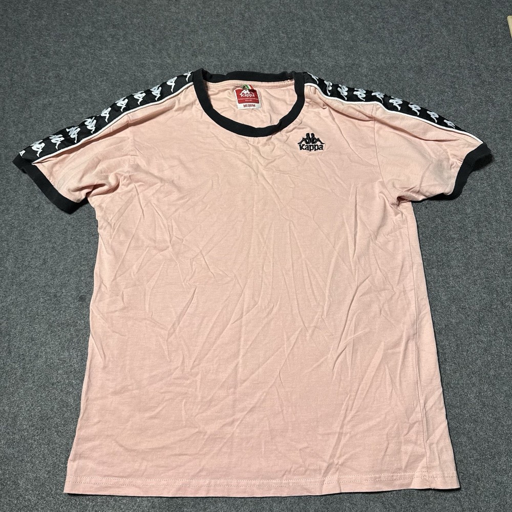 Kappa Shirt Mens M Pink Banda Logo Tape Short Sleeve Crew Neck Tee Streetwear