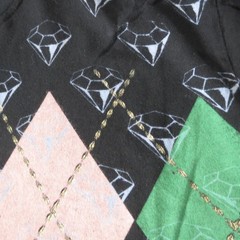 Christian Audigier SMALL Shirt Argyle Pink Green Gold Foil Ink Vintage LA