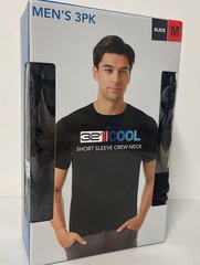 32 Degrees Cool Men’s 3 Pack Short Sleeve Crew Neck Tee T-Shirt BLACK MEDIUM Wic