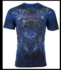 XTREME COUTURE by AFFLICTION Blue HONORABLE Short Sleeve Slim Fit T-shirt NWT