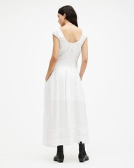 All Saints Eliza Maxi Dress Womens Designer Chalk White Scoop Neck Sleeveless