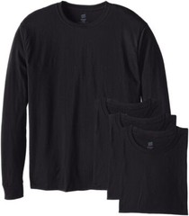 Men’s Long Sleeve Crewneck Cotton T-Shirt 4-Pack Midweight Soft Durable Tees