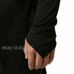 Mens Asymmetric Slit Hem Summer T-shirt Top Tee Long Sleeve Pullover Shirt Hot