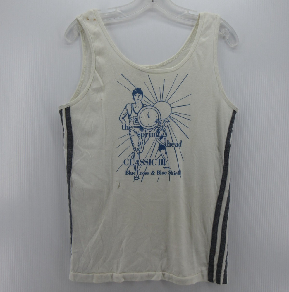 VTG Champion Shirt Men Small (L) Blue Bar Track 70s 80s Tank Top Running Singlet