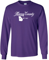 Macon County Georgia State T-Shirt Long Sleeve Graphic Tees Unisex Apparel