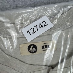 American Giant Henley Shirt Mens 2XL Beige Long Sleeve Cotton Made USA Jersey