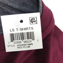Club Room Plum Red Doubler Crewneck Long Sleeve T-Shirt Tee Mens Size Large