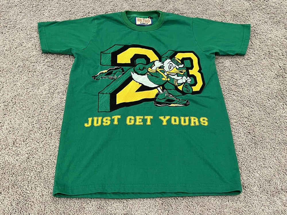 T Shirt – XS -Retro Label Green Just Get Yours 23 Money Bag 24 Cash Trendy