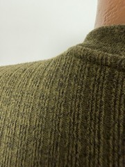 Vintage 90s Ribbed Knit Shirt Men Medium Minimalist Casual Olive Brown Midweight