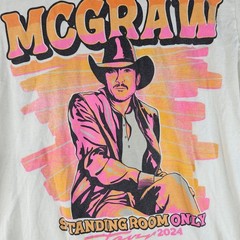 Tim McGraw Shirt Men Medium Cream Standing Room Only Tour 2024 Graphic Tee