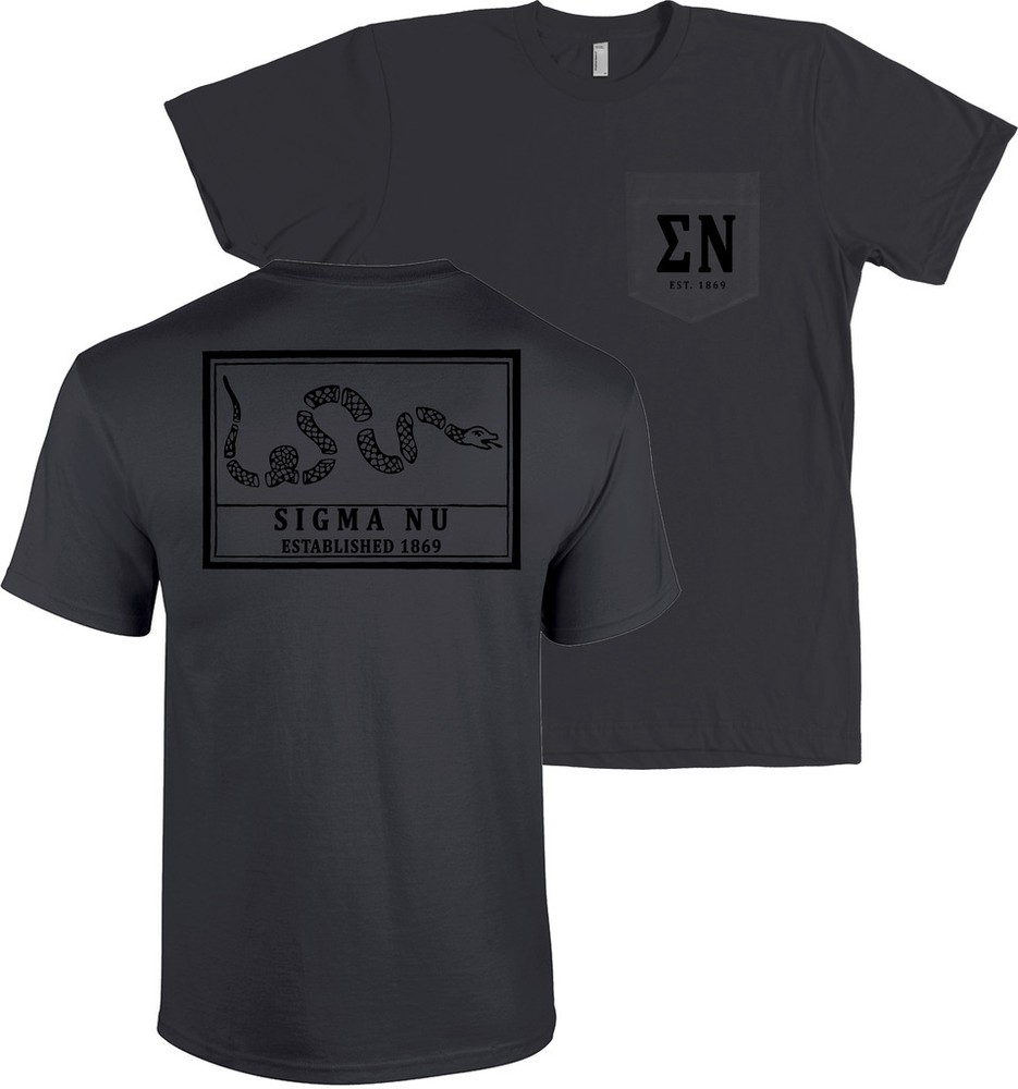Sigma Nu Join Or Die Bella + Canvas POCKET T Shirt Fraternity Frocket Tee NEW