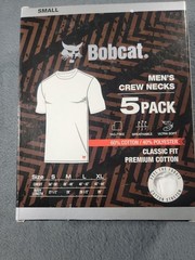 New in Box Bobcat 5 Pack Men’s Crew Neck Premium Cotton Classic Fit T-Shirt Sm