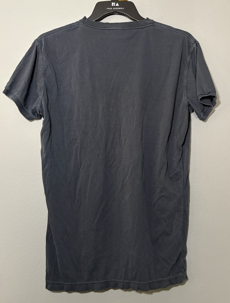 Diesel Men’s V-Neck Tos Reverse Slub Knit Distressed Casual SS Tee Navy Blue XL