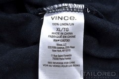 VINCE Solid Blue 100% LINEN Mens Luxury Mens T-Shirt – XL