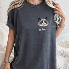 Custom Pet Portrait Comfort Tee Personalized Dog Cat Photo