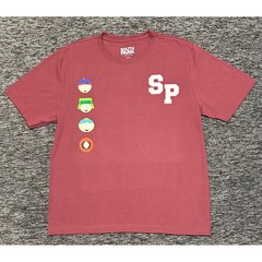 South Park Graphic T-Shirt Mens Large Maroon Stan Kyle Cartman Kenny SP Logo