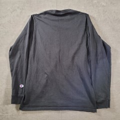 Champion Mens Long Sleeve Shirt Large Black Center Logo Graphic Tee Pullover