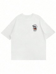 Men’s Summer Casual Letter & Skeleton Print Round Neck Short Sleeve T-Shirt