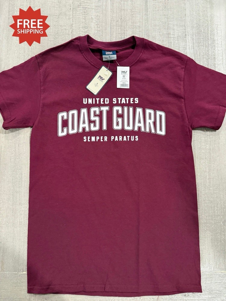 USCG U.S. Coast Guard Maroon Burgundy T-Shirt – Size S / Small – NEW WITH TAGS