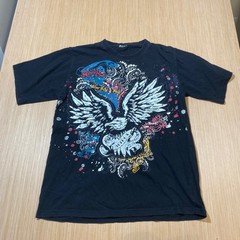 Avirex Mens Graphic T-Shirt Black Eagle Wing Live Free Fast Streetwear Y2K L