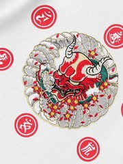 Niepce Red Demon Embroidered Tee Japanese Streetwear T-Shirt for Men