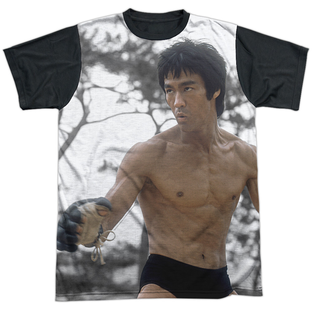 Bruce Lee Battle Ready Adult Halloween Costume T Shirt (Black Back), S-3XL