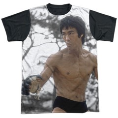 Bruce Lee Battle Ready Adult Halloween Costume T Shirt (Black Back), S-3XL