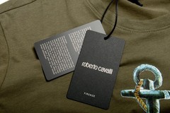 Roberto Cavalli Men’s Olive Green Graphic Print Crewneck T-Shirt US 2XL IT 56