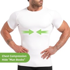 4D Mens Compression Shirt Short Sleeve, Slimming Body Shaper Vest, Gynecomast…