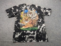 Tiger Shirt Mens Large Black Tie Dye Graphic Big Cat Wildlife Short Sleeve