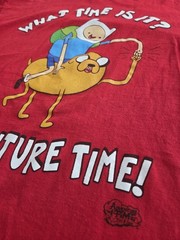 What Time Is It Adventure Time T-shirt Red Excellent Size Large