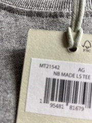 NEW New Balance Made In USA Long Sleeve Core Mens T Shirt Gray MT21542-AG MIUSA