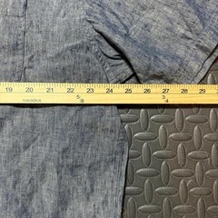 NWT Eddie Bauer 100% Linen Solid Blue/Gray Short Sleeve Button Up Size L