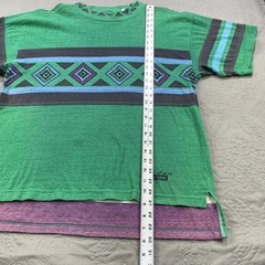 Vintage Sedan by Blox T Shirt Mens Small Green 90s Geometric Aztec Pattern Tee