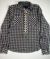 TOMMY HILFIGER Women XS Black and White Flannel Gold Zip-Up