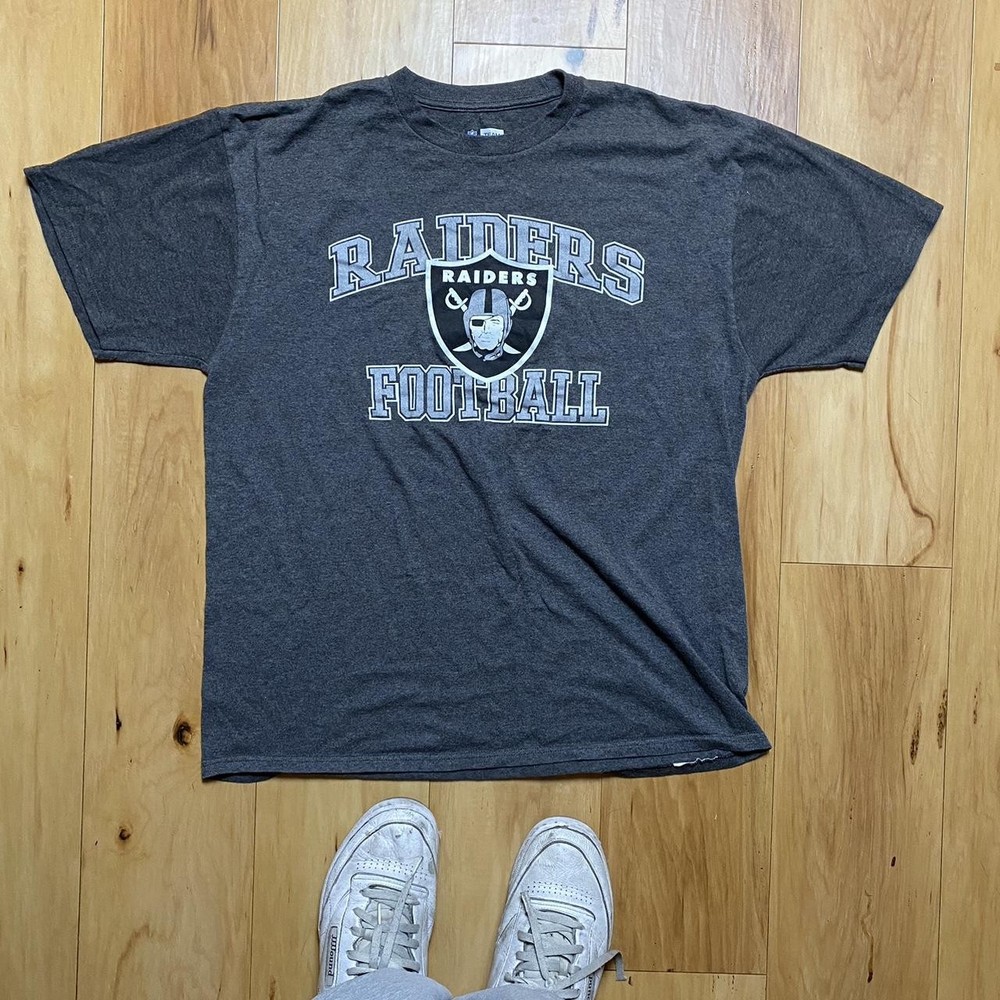 Nfl Team Apparel “Raiders Football” Men’s Gray Logo T-Shirt Size Xl Sportswear